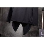 Korean Fashion Men`s Punk Style Black Pullover With Hood Drawstring Turtleneck Hip Hop Gothic Sweatshirts Hoodies