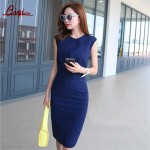 Korean New Summer Women Party Bodycon Dresses Sleeveless Vestido OL Slim V-neck Casual Work Business Sexy Pencil Sheath Dress