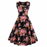 L- 4XL Women Dress Retro Vintage 1950s 60s Rockabilly Floral Swing Summer Dresses Elegant Tunic Vestidos