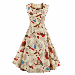 L- 4XL Women Dress Retro Vintage 1950s 60s Rockabilly Floral Swing Summer Dresses Elegant Tunic Vestidos