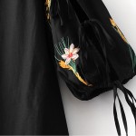 L510 spring fashion women vintage floral embroidery lantern sleeve knot deco dress ladies BOHO beach casual gown dresses 