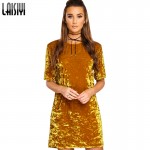 LAISIYI 2017 Women Velvet Spring Dress Series Fashion New Sexy Velour Fabric Summer Midi Bring Dresses Clothing Women ASDR20056