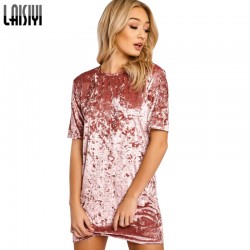 LAISIYI 2017 Women Velvet Spring Dress Series Fashion New Sexy Velour Fabric Summer Midi Bring Dresses Clothing Women ASDR20056