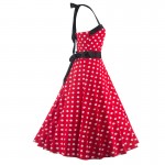 LERFEY 50s Women Elegant Vintage Dress Summer Pleated Bow Dress Polka Dot Tunic Pinup Casual Party Sexy Dress Women's Clothing