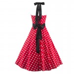 LERFEY 50s Women Elegant Vintage Dress Summer Pleated Bow Dress Polka Dot Tunic Pinup Casual Party Sexy Dress Women's Clothing