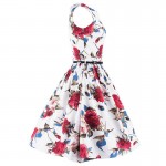 LERFEY Summer Women Dress Classy Vintage Rockabilly Party Swing Elegant Dresses 50s Floral Print Pin up Dress with Belt