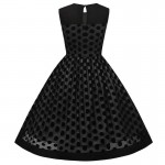 LERFEY Women Dot Polka Sexy Dress A Line Mesh Vestidos Black Sleeveless Patchwork Casual Dresses Plus Size Party Dresses