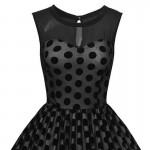 LERFEY Women Dot Polka Sexy Dress A Line Mesh Vestidos Black Sleeveless Patchwork Casual Dresses Plus Size Party Dresses