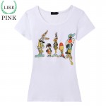 LIKEPINK 2017 Summer Tops Women T-Shirt Little Cartoon Classic T Shirt Handmade Tee Shirt Femme Camiseta Short Sleeve Plus Size