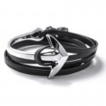 LIVVY 2016 new charm man bracelet with high quality leather bracelets multilayer friendship anchor bracelet  leather bracelet