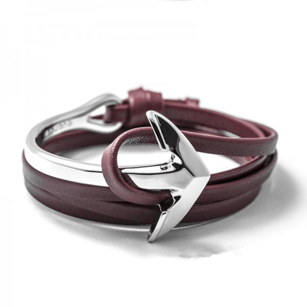 LIVVY 2016 new charm man bracelet with high quality leather bracelets multilayer friendship anchor bracelet  leather bracelet