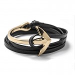 LIVVY 2016 new charm man bracelet with high quality leather bracelets multilayer friendship anchor bracelet  leather bracelet