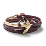 LIVVY 2016 new charm man bracelet with high quality leather bracelets multilayer friendship anchor bracelet  leather bracelet