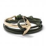 LIVVY 2016 new charm man bracelet with high quality leather bracelets multilayer friendship anchor bracelet  leather bracelet