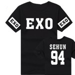 LUCKYFRIDAYF kpop exo kar sehun xiumin baekhyun terra sticker t-shirt  women t-shirt women exo tshirt harajuku exo