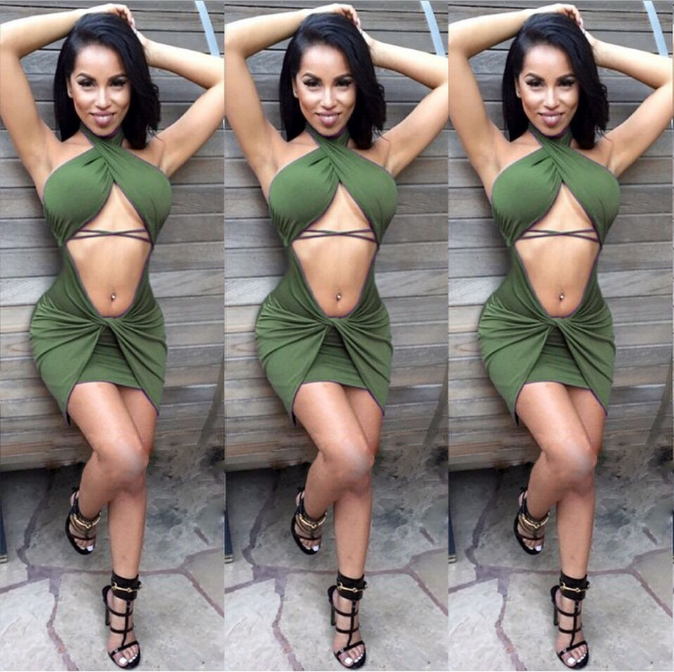 LY034 Women Dress 2016 Fashion Sexy Clothing New Solid Bandage Dresses 