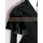 Lace Garden Branded Gothic Women's Wool Coat Black Vintage Long Single Breasted Winter Coat with Belt