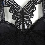 Lace Tops Women Summer Sexy Brand New Female 2016 Top Casual Black Spaghetti Strap Butterfly Crop Lingerie
