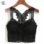 Lace Tops Women Summer Sexy Brand New Female 2016 Top Casual Black Spaghetti Strap Butterfly Crop Lingerie