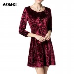 Ladies Wine Redding Dresses Spring Velvet Mini Dress Women Blue Fashion Dress Vestido Office Clothing Robe Femme Tunic