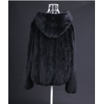 Lady Real Knitted Mink Fur Jacket Coat Autumn Winter Hooded Women Fur Outerwear Coats Female Plus Size Garment 4XL 5XL 6XL 1022