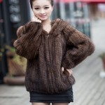 Lady Real Knitted Mink Fur Jacket Coat Autumn Winter Hooded Women Fur Outerwear Coats Female Plus Size Garment 4XL 5XL 6XL 1022