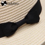 Ladybro 2017 Summer Women Boater Beach Hat Female Casual Panama Hat Lady Brand Classic Bowknot Straw Flat Sun Hat Women Fedora 