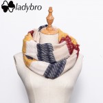 Ladybro Knit Women Scarf Winter Wrap Pashmina Scarf Female Brand Designer Lady Shawls And Scarves Warm Long Stripe Foulard Femme