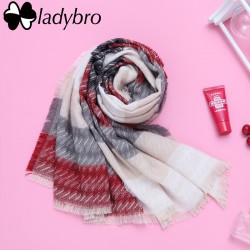 Ladybro Knit Women Scarf Winter Wrap Pashmina Scarf Female Brand Designer Lady Shawls And Scarves Warm Long Stripe Foulard Femme
