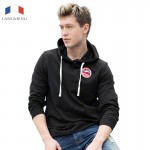 Langmeng 100% cotton print men Hoodies with hat fleece casual loose men pullover hooded sweatshirt for man and women