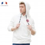 Langmeng 100% cotton print men Hoodies with hat fleece casual loose men pullover hooded sweatshirt for man and women