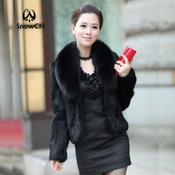 Large fox fur full pelt rabbit fur coat women short rabbit fur jacket waistcoats customize big size Wholesale free shipping  F94