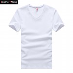 Large size men's short-sleeved T-shirt Summer new solid color Slim casual v-neck T-shirt 2017 simple fashion men clothing trends