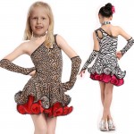 Latin Dance Dress For Girls Samba Dress Ballroom Dancing Dress Girl Dancewear Ballet Vestido Baile Latino Girls Leopard Grain