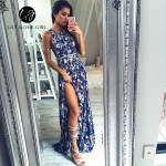 Lily Rosie Girl Boho Floral Print Maxi Long Dress Women Backless Sexy Party Beach Autumn Winter Hollow Out Dresses Vestidos