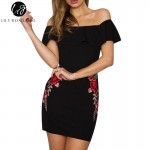 Lily Rosie Girl Off Shoulder Black Sexy Embroidery Women Mini Dress Slash Neck Bodycon Autumn Winter Ruffles Short Dress Vestido Lily Rosie Girl Off Shoulder Black Sexy Embroidery Women Mini Dress Slash Neck Bodycon Autumn Winter Ruffles Short Dress Vestido