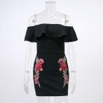 Lily Rosie Girl Off Shoulder Black Sexy Embroidery Women Mini Dress Slash Neck Bodycon Autumn Winter Ruffles Short Dress Vestido Lily Rosie Girl Off Shoulder Black Sexy Embroidery Women Mini Dress Slash Neck Bodycon Autumn Winter Ruffles Short Dress Vestido