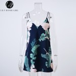 Lily Rosie Girl Off Shoulder Deep V Neck Boho Floral Print Mini Dress Women Summer Beach Sexy Backless Short Dresses Vestidos