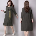 Linen Dress Women Winter Cotton Maxi Dresses Loose Casual Vestidos Plus Size Women Clothing Long Ethnic Dress Long Sleeve Robes