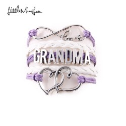 Little MingLou Infinity love mom grandma bracelet heart feet charm Bracelet for women Leather bracelets & bangles Drop Shipping