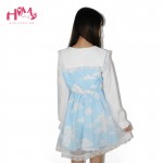 Lolita Dress Casual Cloud Prints Sky Blue Sailor Collar Short Or Long Sleeves Organza Sailor Dress Harajuku Cosplay Veil Dresses