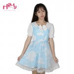 Lolita Dress Casual Cloud Prints Sky Blue Sailor Collar Short Or Long Sleeves Organza Sailor Dress Harajuku Cosplay Veil Dresses