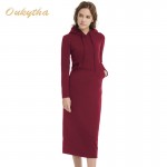 Long  paragraph sweater dress Add a velvet Dress High waisted long sleeved  Winter Dress 2162