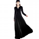 Long Dress Plus Size S~3XL Women Winter Dresses Long Sleeve V Neck Maxi Dress Velour Women Sexy Party Night Club Dress