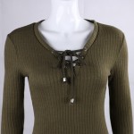 Long Sleeve Lace Up Casual Autumn Winter Mini Sweater Dress 2016 Sexy Casual Cotton Knitted V neck Elegant Women Bodycon Dress