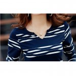 Long Sleeve T Shirt Women Slim Striped T-Shirt V-Neck Tshirt Women Cotton Poleras De Mujer Moda 2016 Plus Size Korean Clothing