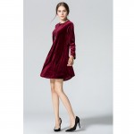 Long Sleeve Women Velvet Dresses Elegant Autumn Winter Slim Fashion Casual Vestidos Plus size Wine Red Blue Robe Gowns Clothing