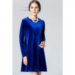 Long Sleeve Women Velvet Dresses Elegant Autumn Winter Slim Fashion Casual Vestidos Plus size Wine Red Blue Robe Gowns Clothing