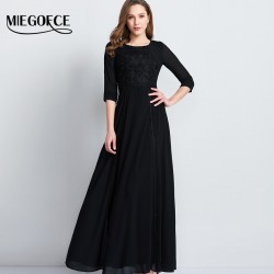 Long Women Dresses Elegant Slim Female Office Dresses 3/4 Sleeve European Vintage Dress New Spring Autumn Collection MIEGOFCE 