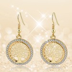 LongWay Gold Color Crystal Dangle Earring With Tree Of Life Pendant Vintage Women Jewelry Earrings Brinco Ser160008